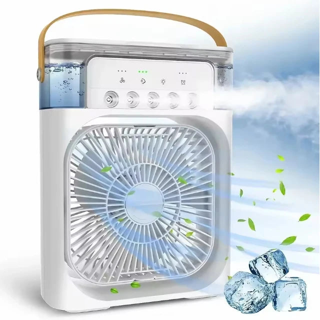 Summer Cooling Fan 3 in 1 Portable Desktop Humidifier USB Mini Air Conditioners Night Light Water Mist for Home, Office
